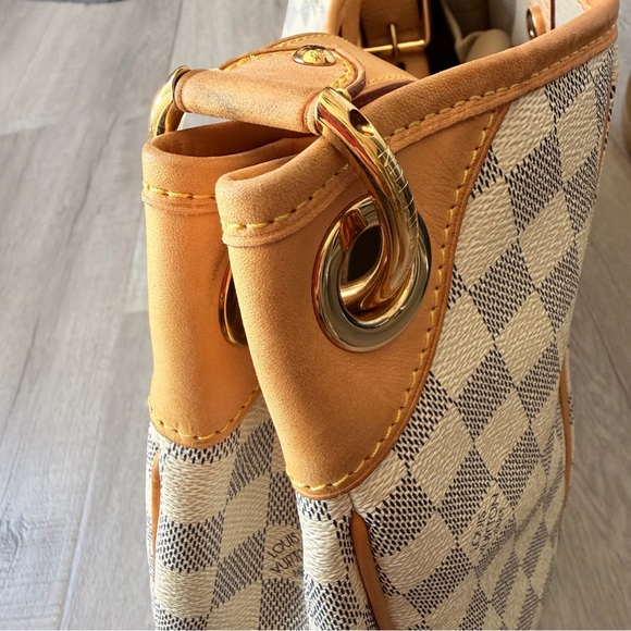 Louis Vuitton Galliera PM Damier Azur Hobo Shoulder Bag Leather Trim Authentic - Picture 9 of 14